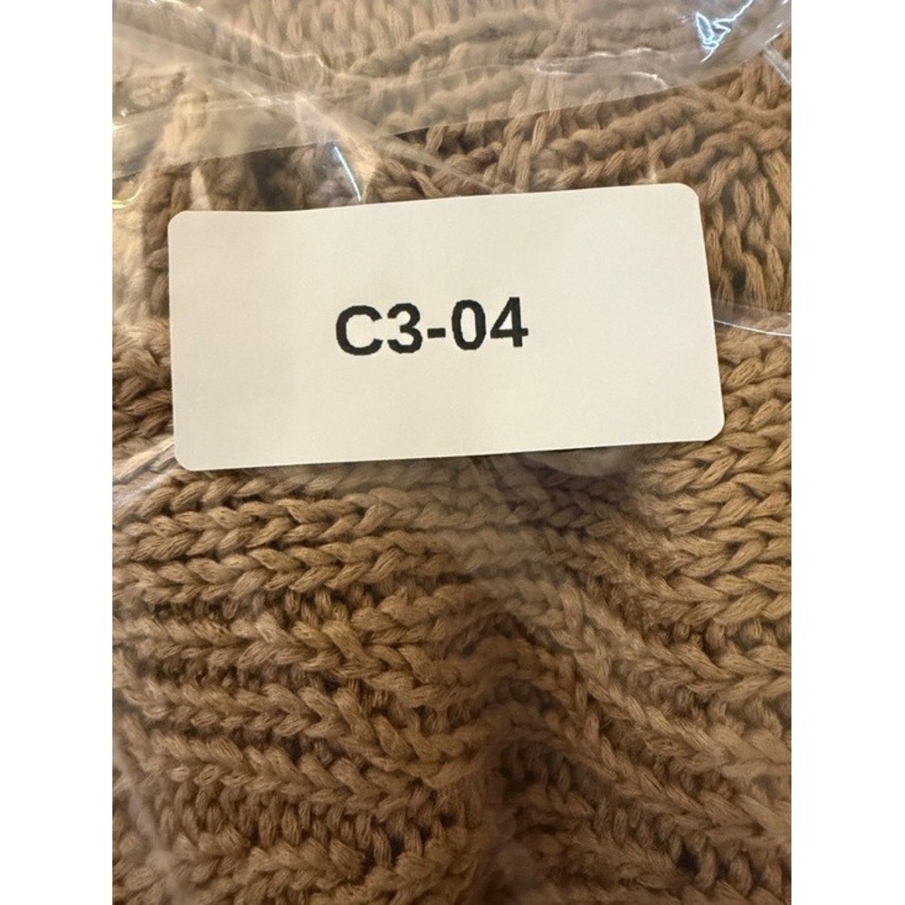 Chicos 2 Large Tan Cotton Cable Knit Open Front Longline Duster Cardigan Sweater - Picture 8 of 8